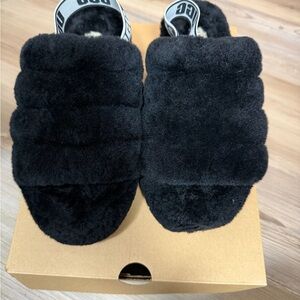 UGG Black Fluff Yeah Slides